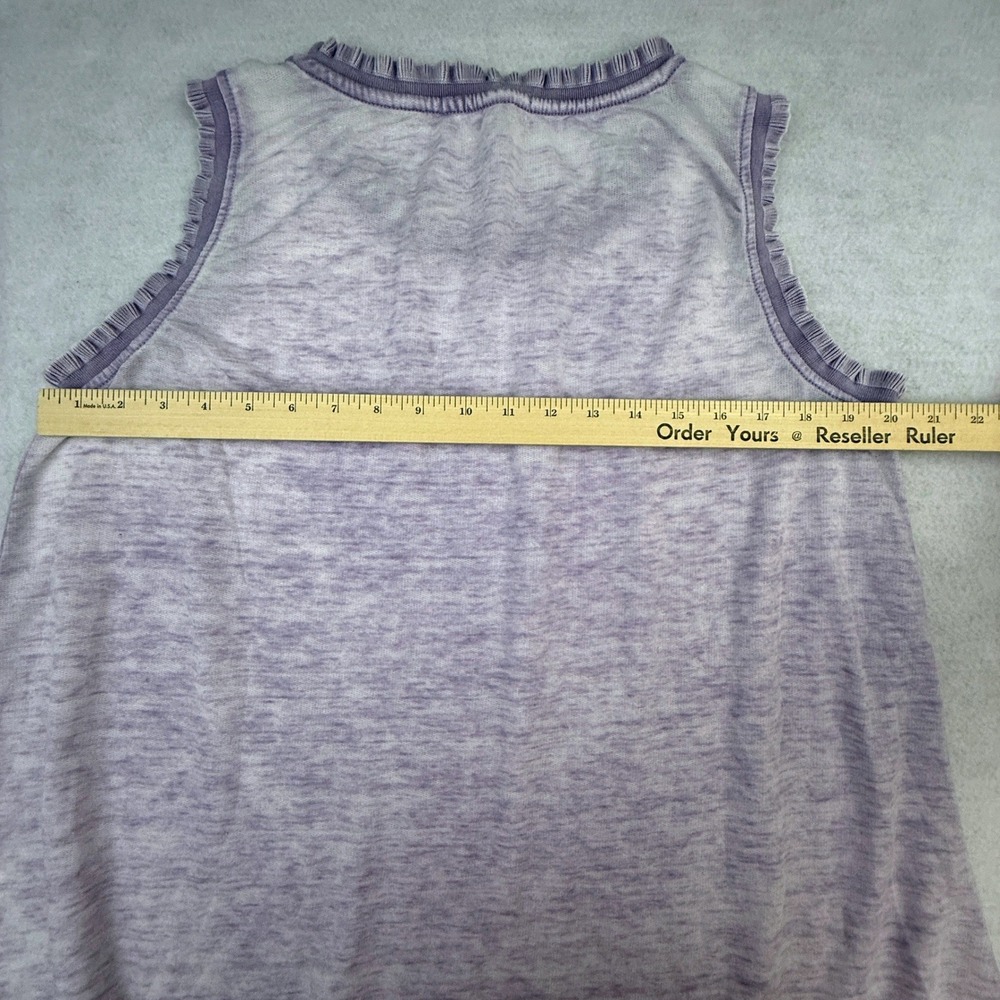 Jane and Delancey Tank Top Womens Small Purple Ruffle Trim Sleeveless Burnout - Picture 6 of 12